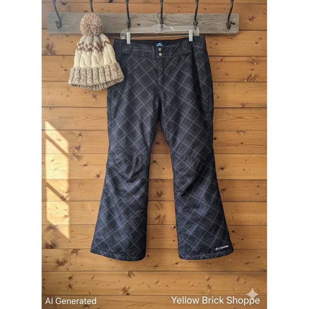 Columbia Women's Ski/Snow Pants – Black Plaid – Size M (8–10)